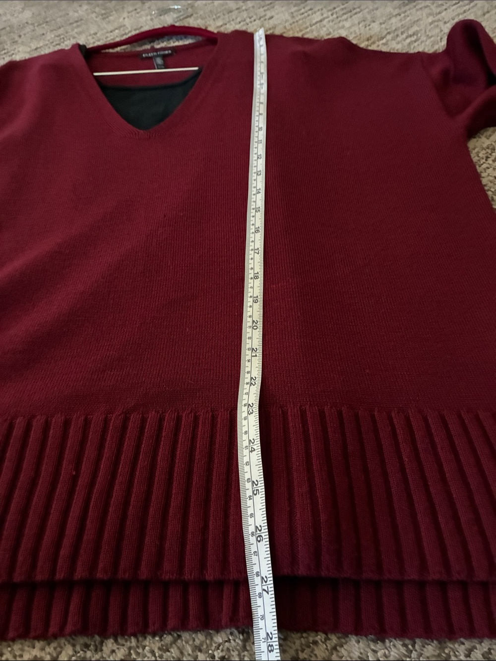 Eileen Fisher V-Neck Sweater in Rust Red - Picture 9 of 9